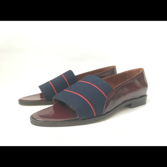 Elastic Peep Toe Leather Loafers - Picture 5 of 8